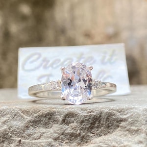 Simulated Diamond Oval Ring Dainty Oval Engagement Ring Affordable Sparkly Ring Minimalist Bridal Jewelry Custom Promise Ring Simple Ring