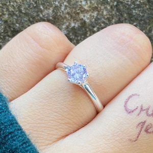 1.25 Carat Round Cut Solitaire Ring in White Gold (Rhodium) over Sterling Silver Classic Engagement Ring Promise Ring Wedding Ring for her