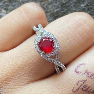 Oval cut red ruby engagement ring rose gold nature inspired cluster diamond ring gemstone unique anniversary wedding promise ring for Women