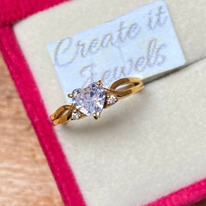 Promise Ring for Her Custom Heart Shape Moissanite Engagement Ring Dainty Slim Ring Heart Solitaire Ring Anniversary Ring Bridal Gift Her
