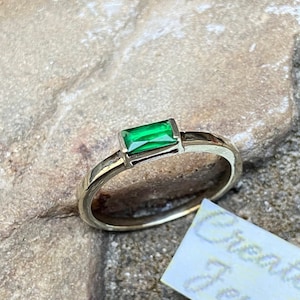 Emerald Baguette Ring Gemstone Ring Emerald Jewelry Gift for Her Gold Ring Stacking Ring May Birthstone Silver Ring Engagement Rings Dainty