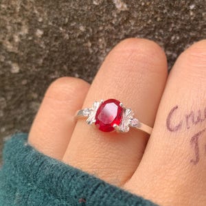 Oval Ruby Ring, 14K Gold Ring, July Birthstone Ring, Solitaire Ruby Ring, Dainty Gemstone Ring, Vintage Inspired Ring, Anniversary Gift