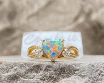 Verlobungsring mit Herzform, zierlicher, schmaler Ring, Herz-Solitärring, Jahrestagsring, Brautgeschenk für Sie