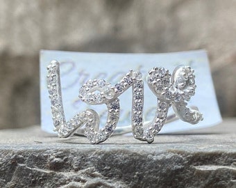 Authentic Tiffany & Co Sterling Silver Notes I Love You Band Ring