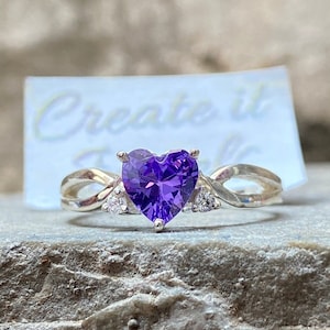 Flaunting Amethyst Ring Dainty 925 Silver Amethyst Ring February Birthstone Ring Silver Carved Purple Ring Anniversary Birthday Gift for her