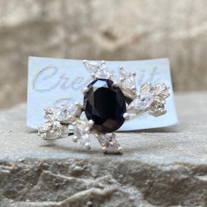 Irregular Black Onyx Ring 18K Gold Black Onyx Adjustable Ring Open Ring 925s silver ring Gifts for her Marquise Ring Vinatge Ring Gift her