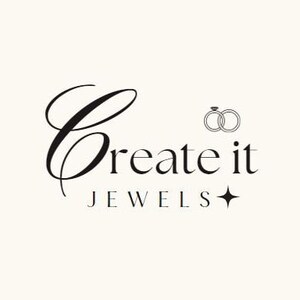 Peut inclure: Logo de Create it Jewels avec une police cursive stylis&eacute;e avec les mots "Create it" et le mot "Jewels" en dessous dans une police plus petite. Un petit graphique de deux anneaux entrelac&eacute;s avec un diamant sur un anneau est au-dessus du mot "Create".