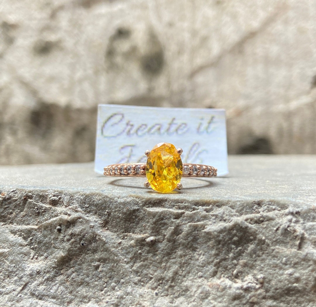 Vintage Citrine Ring Gold Citrine Ring 14k Solitaire Stacking Natural ...