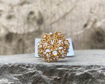 Vintage Sunflower Diamond Engagement Rings for Women Daisy