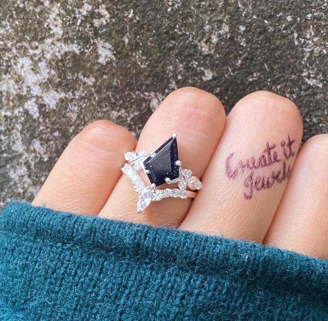 Anillo de bodas de nebulosa para mujer, anillos de arenisca de