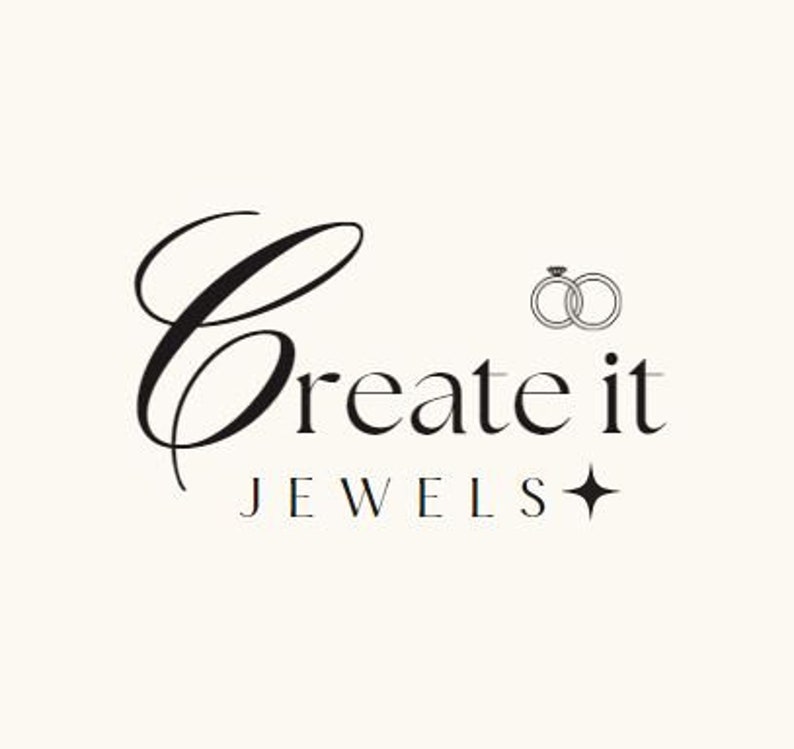 Peut inclure: Logo noir et blanc pour une entreprise de bijouterie appel&eacute;e "Create it Jewels". Le logo pr&eacute;sente une lettre stylis&eacute;e "C" et deux anneaux entrelac&eacute;s avec un diamant.