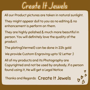 May include: A tan-colored graphic with the text "Create It Jewels" at the top. The text describes product photography, polishing, and custom engraving. The image also states that the products are copyrighted.