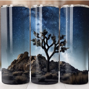 Joshua Tree nuit pleine d'étoiles 20 oz gobelet maigre en sublimation, téléchargement numérique instantané PNG, gobelet droit et conique Wrap PNG