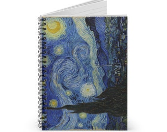 星月夜、スケッチブック、ハードカバージャーナル、ヴィンテージ絵画