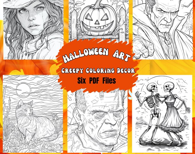 Skelly Girl Halloween Coloring Page Set | Digital Download Coloring ...