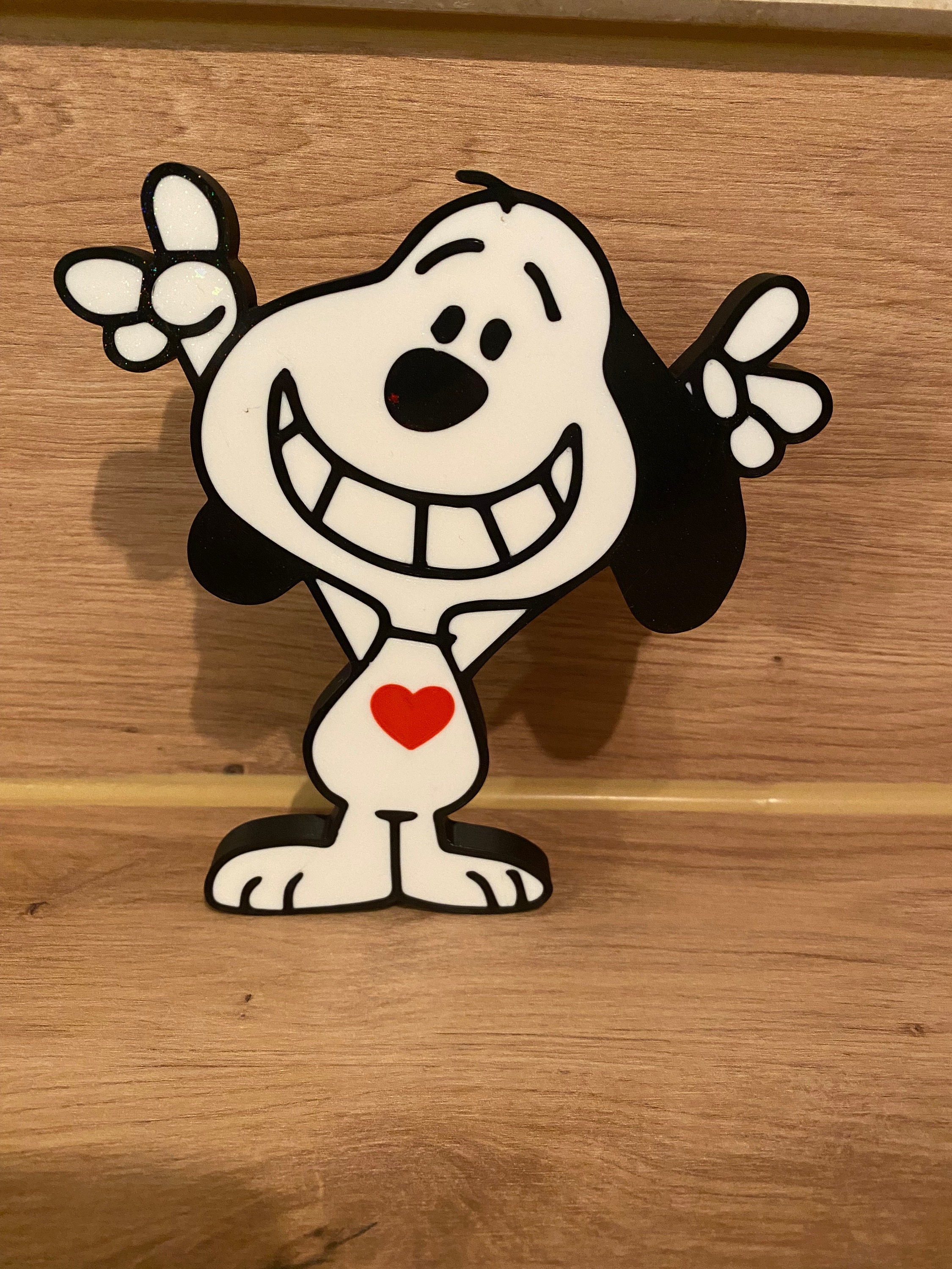 Line Art Peanuts Snoopy Laughing #2 3D Print Gift Idea for Snoopy