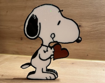 Line Art Peanuts Snoopy mit Herz #1 3D Druck  Geschenkidee für Snoopy Liebhaber