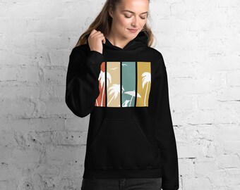 Where I Beach Palm Tree Panel Unisex Beach Hoodie