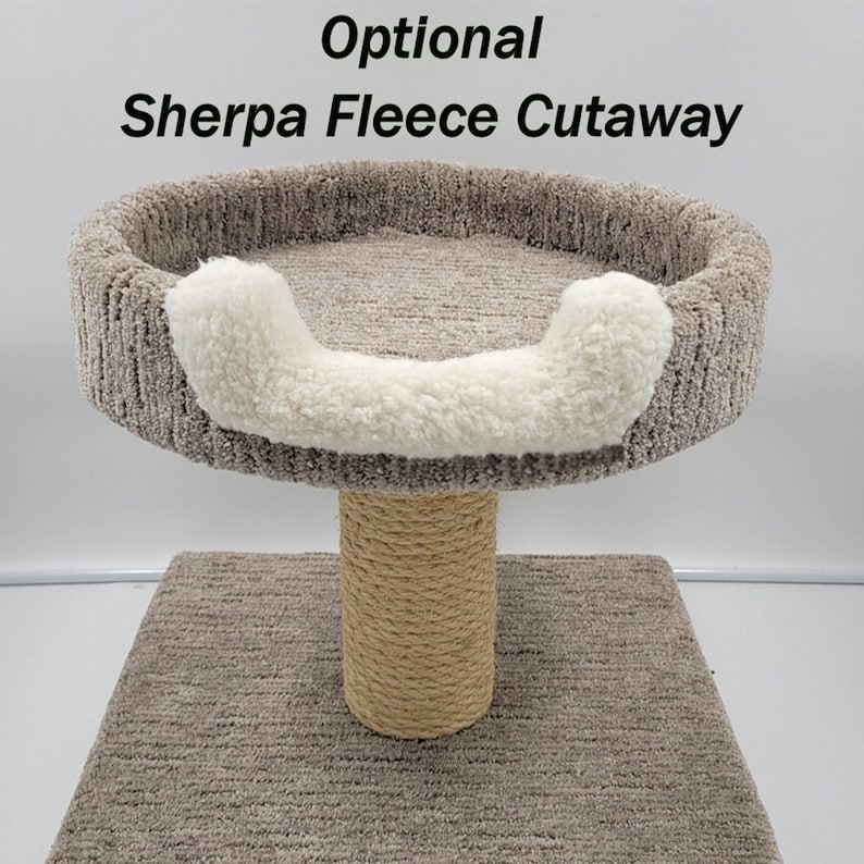 Cat Bed, Cat Tree Accessory, Rounded Platform With Sidewalls and Cutaway Entrance 8x18x5 Crow's