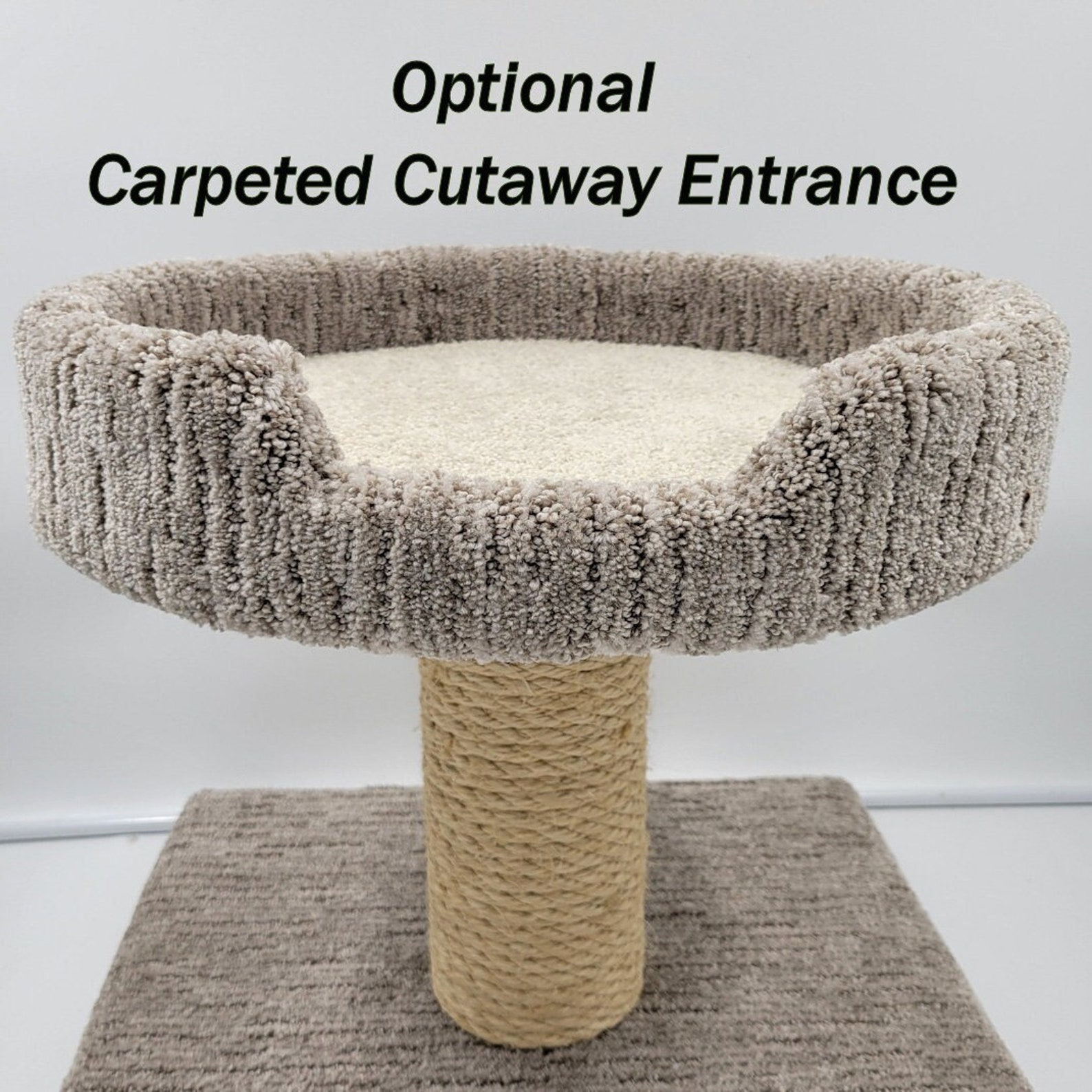 Cat Bed, Cat Tree Accessory, Rounded Platform With Sidewalls and