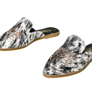Abby Hair-on-Hide Mules – Handmade Western Slip-On Shoes – Cowgirl Leather Mules for Everyday Style