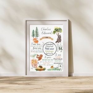 Forest animal theme first birthday poster / High quality printing