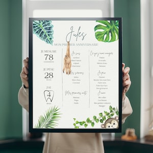 Jungle theme first birthday poster / Glossy and matte print