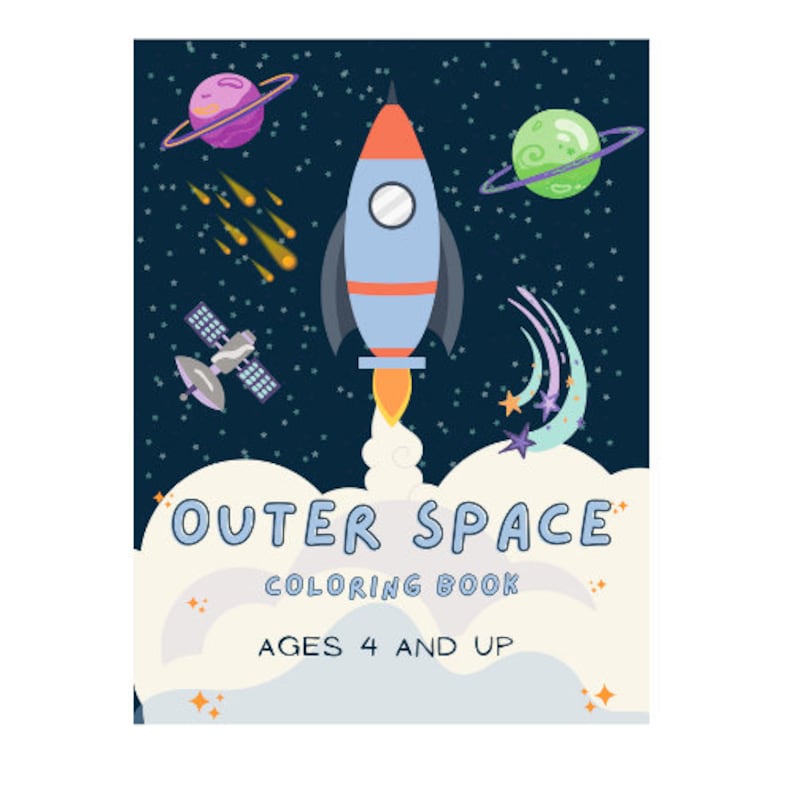SPACE COLORING BOOK: 50 Illustrations of the Universe Featuring Planets, Rockets, Astronauts ...