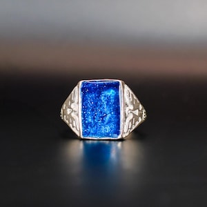 Anillo Thunderbird de plata esterlina para hombre con tela de Elvis Presley y carta de autenticidad.