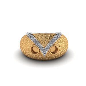 Anillo de oro vermeil para hombre de The Owl con tela de Elvis Presley y carta de autenticidad.