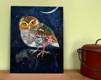コノハズクのアートプリント：自然をテーマにした壁掛けアート、8x10インチ（額縁なし）