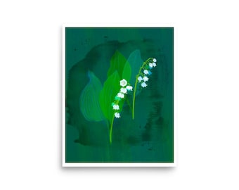 Lily of the Valley Art Print, Nature Art, Spring Art, Botanical Wall Art, 8x10 unframed