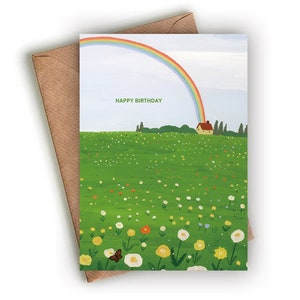 Rainbow-Birthday greeting card illustrated birthday card