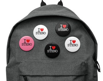 I Love Steno Set di bottoni a spillo
