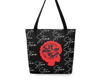 Borsa tote Steno design africano (rosso, nero, bianco)