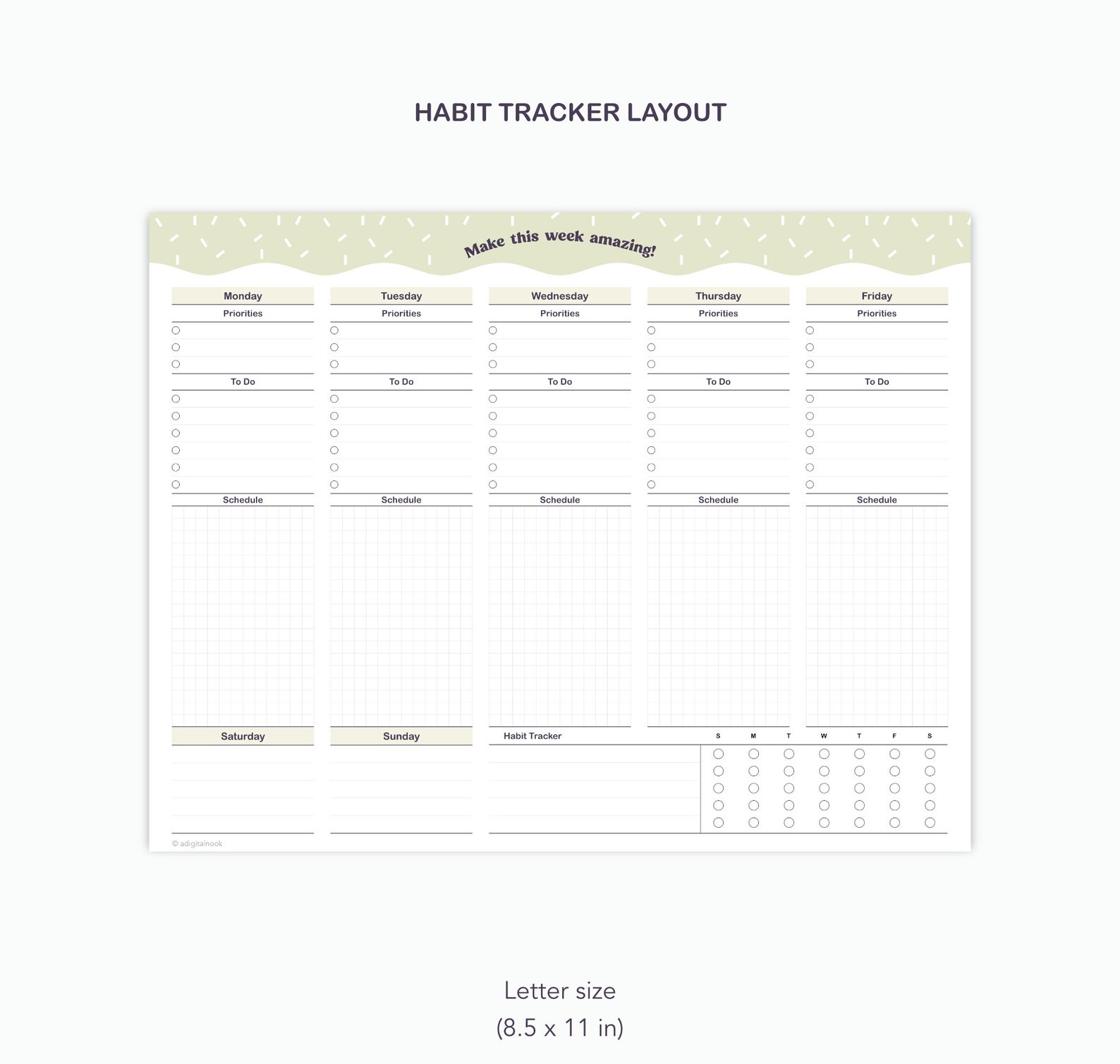 Confetti Weekly Planner Printable: Undated Schedule Template (digital ...