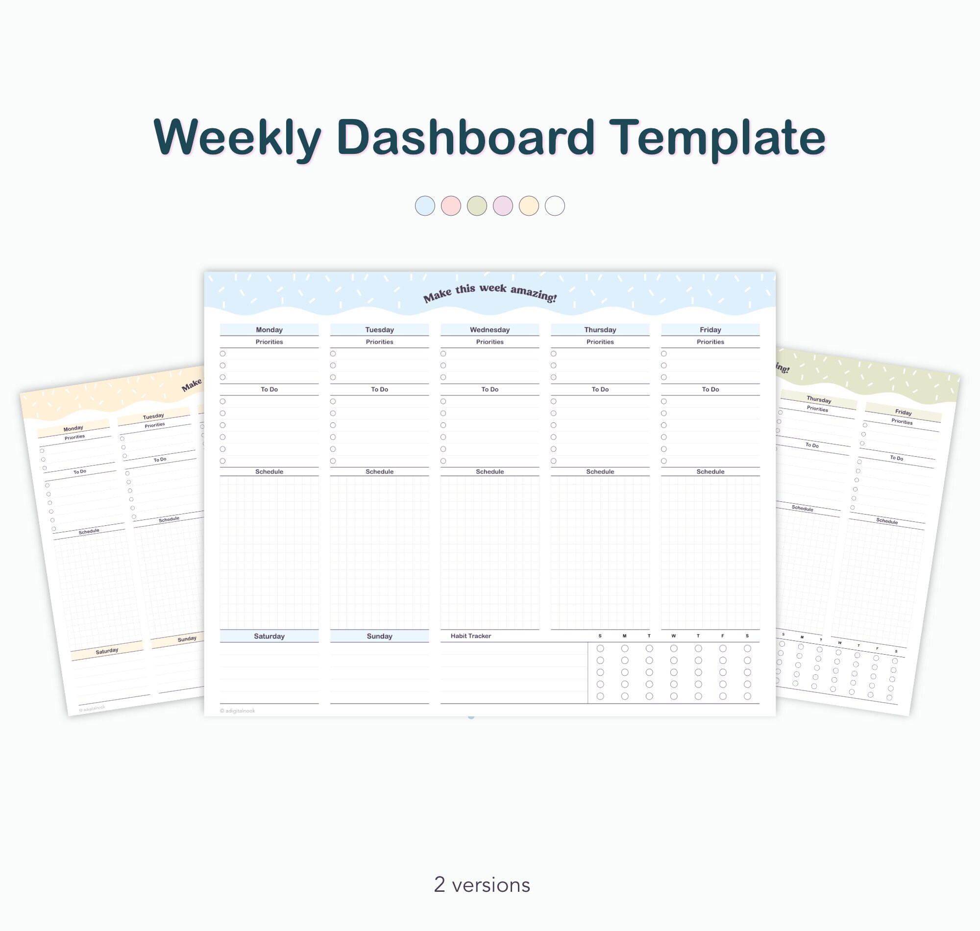 Confetti Weekly Planner Printable: Undated Schedule Template (digital ...