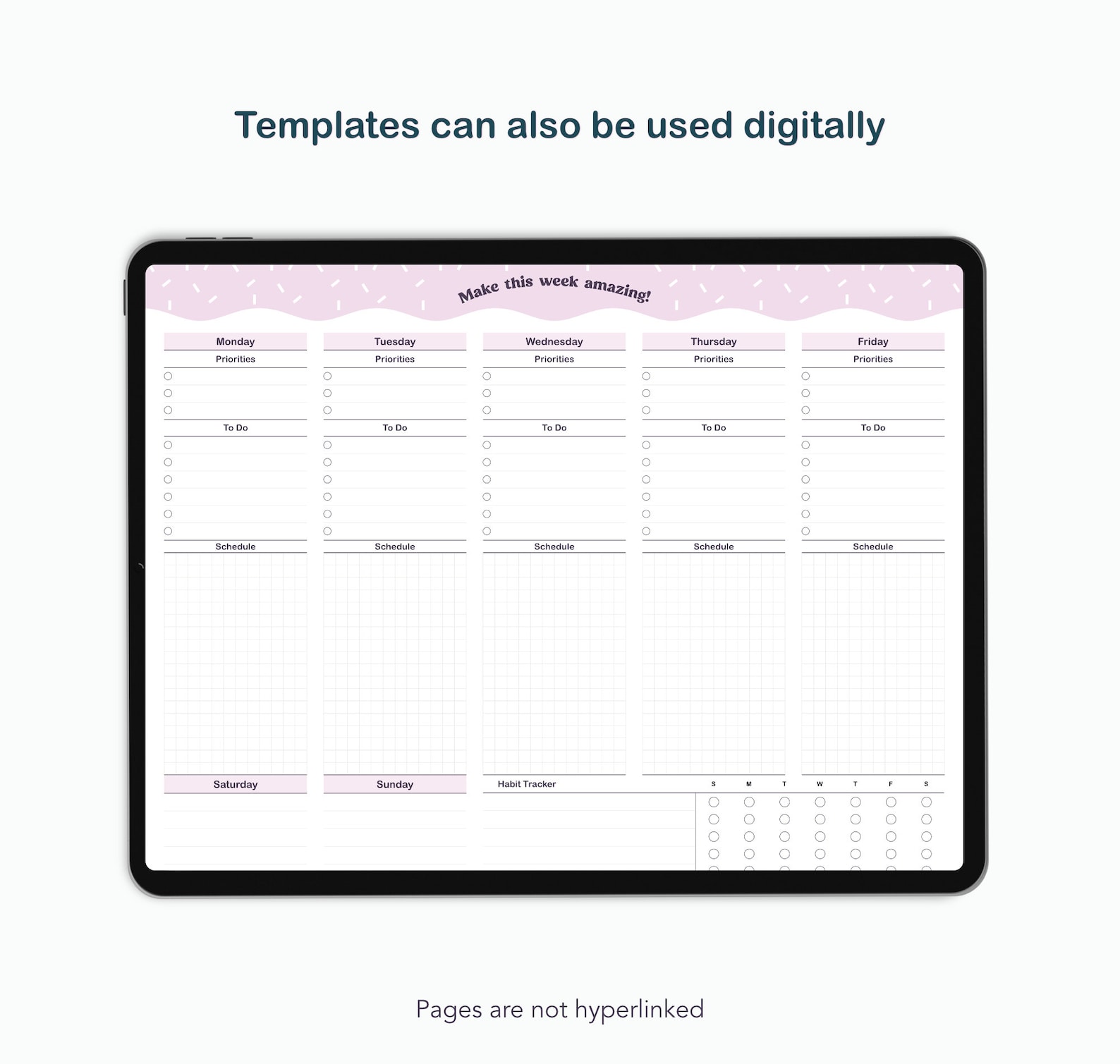 Confetti Weekly Planner Printable: Undated Schedule Template (digital ...