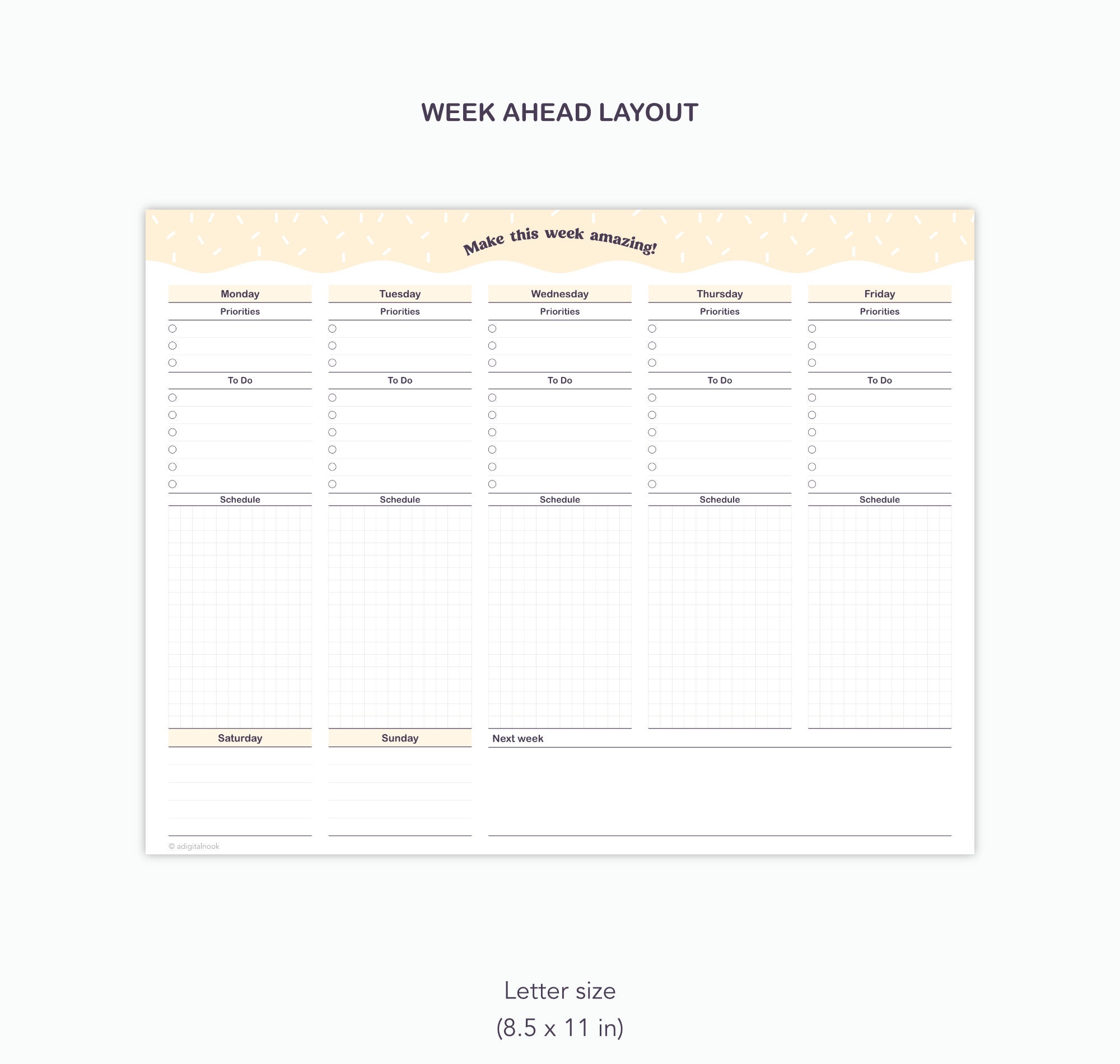 Confetti Weekly Planner Printable: Undated Schedule Template (digital ...