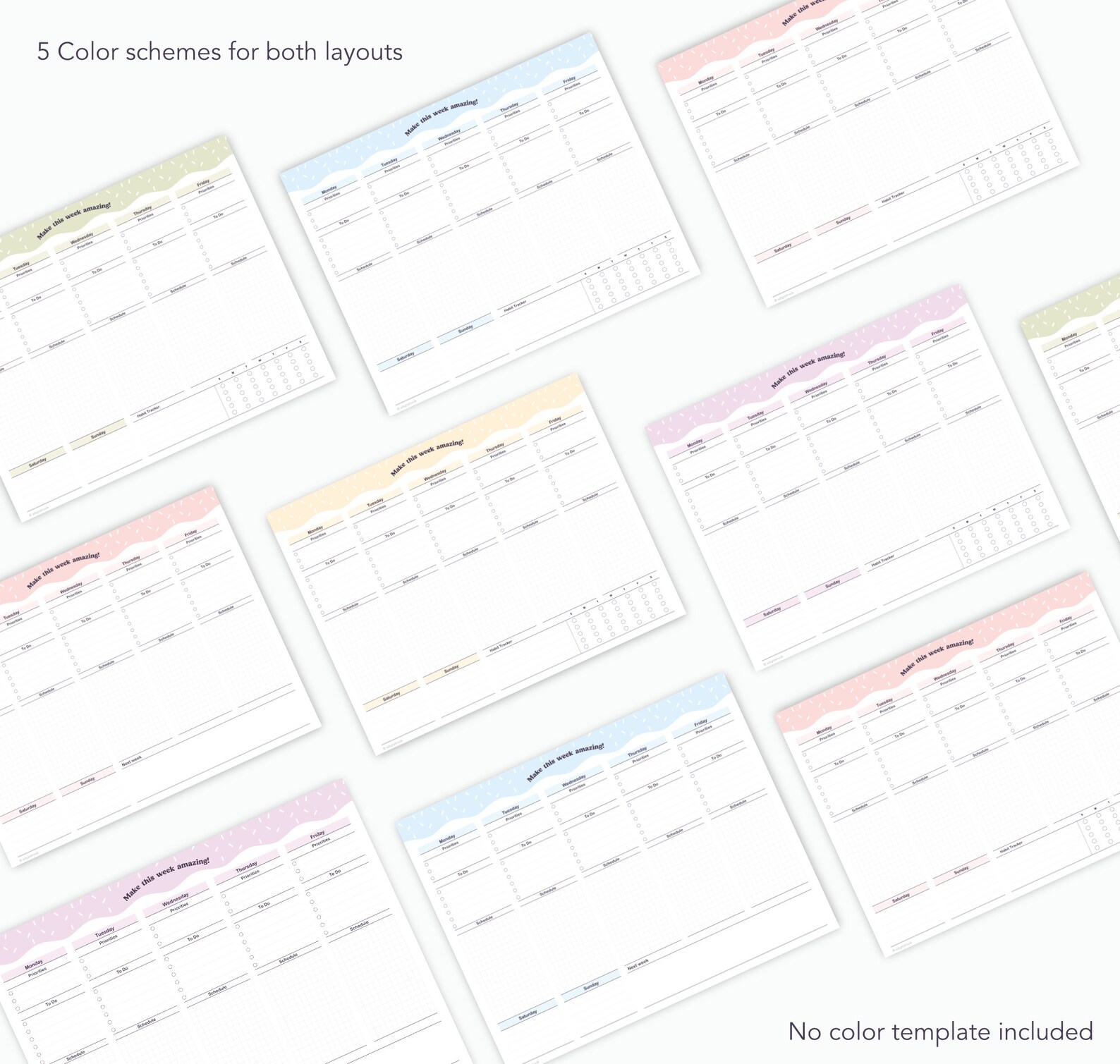 Confetti Weekly Planner Printable: Undated Schedule Template (digital ...