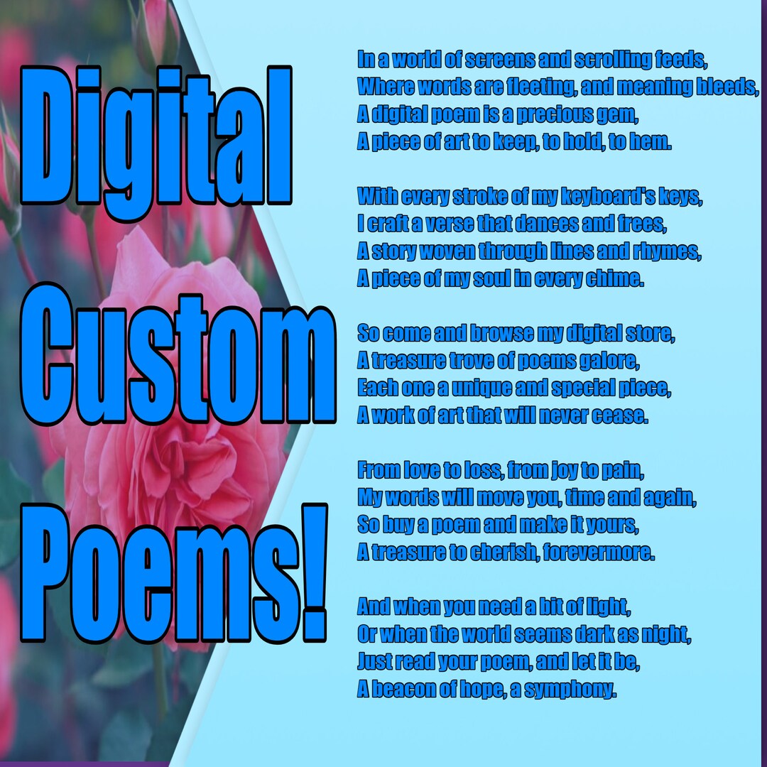 Custom Poem Printable Personalized Poem Poem Print Custom - Etsy