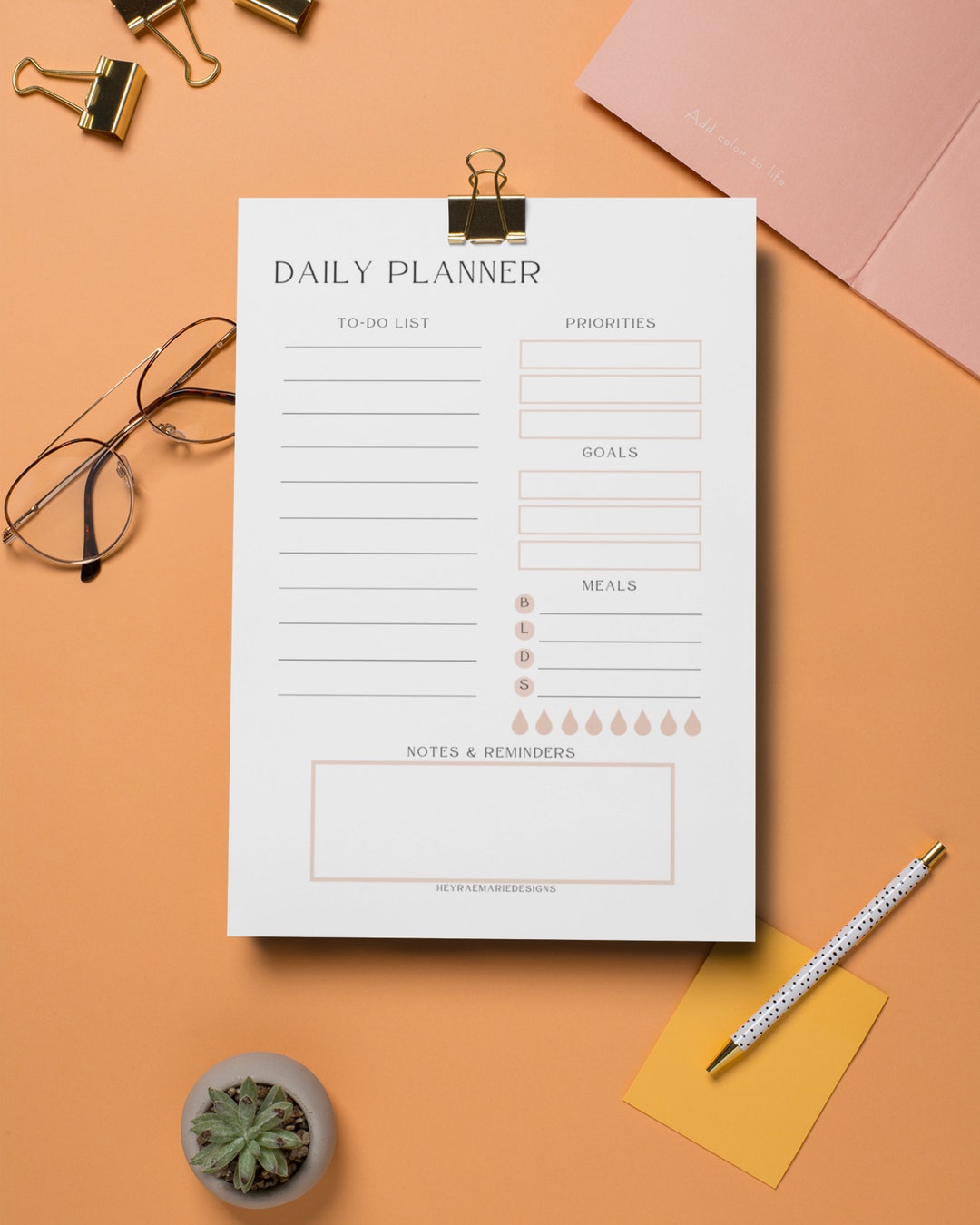 Digital Daily Planner Printable and Editable Canva File - Etsy