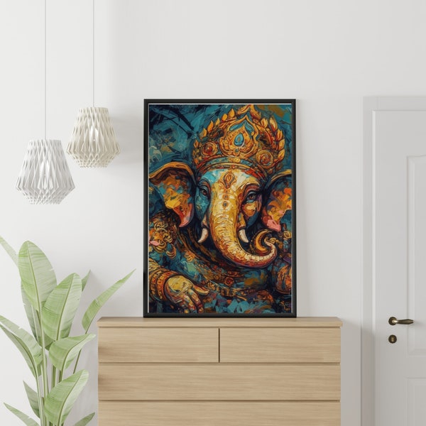 Lord Ganesha in Van Gogh Style | Downloadable Digital Print | Home Décor | Minimalist