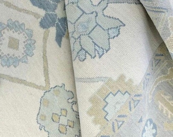 Modern Hand Knotted Oushak Rug Beige Blue/Pastel Muted Oushak Rug Neutral Rug Oushak Rug For living Room Bedroom 7x10 8x10 9x12