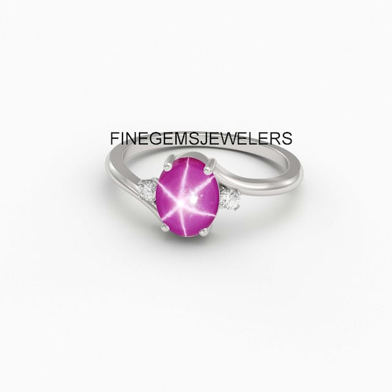 Bague Étoile Rubis Rose & Zircon En Argent 925 - Style Art Déco - Lindy - Neuf Avec Étiquettes