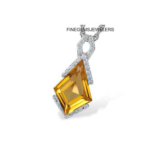 Collier topaze jaune vintage, pendentif topaze jaune coupe cerf