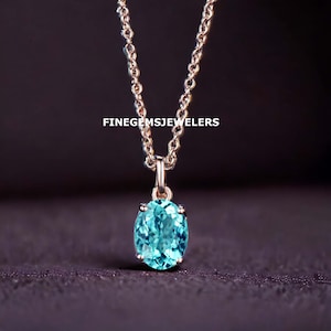 Oval Paraiba tourmaline necklace 14k rose gold vermeil vintage unique Personalized pendant for women anniversary bridal gift