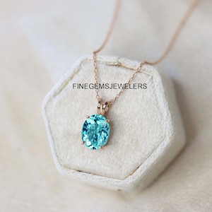 Delicate Paraiba tourmaline necklace 14k Rose gold vermeil daily wear Personalized pendant for women anniversary gift for her