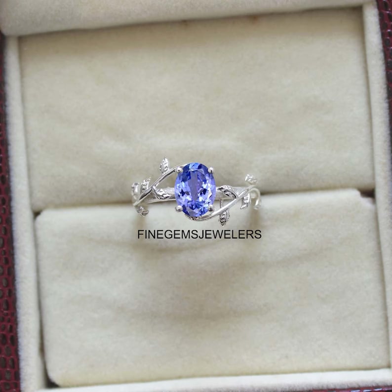 Oval Cut Tanzanite Ring Vintage Sterling Silver Blue Stone Engagement ...