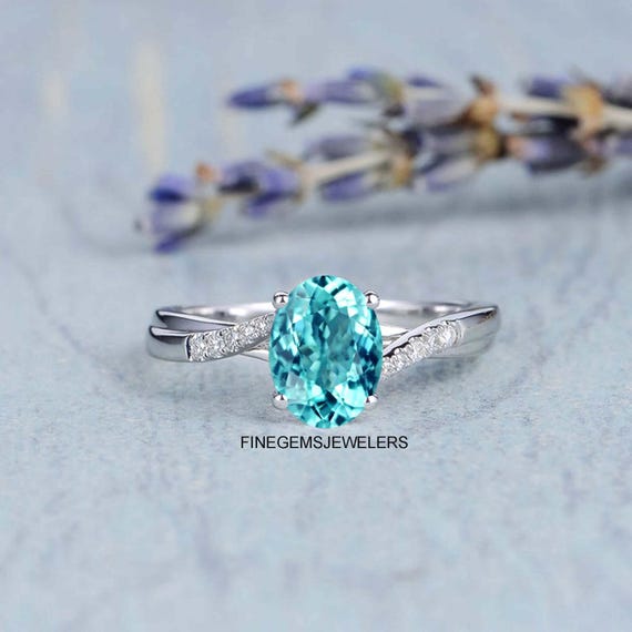 Victoria Brazilian Paraiba Tourmaline Ring, 14k White Gold Vermeil